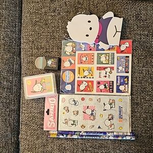 Sanrio Pochacco stationary ,stickers, playing cards and stickers.